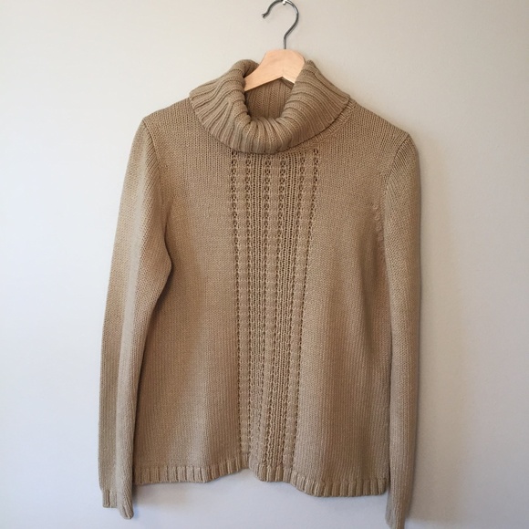 LOFT Sweaters - LOFT Tan Turtleneck Sweater Size Large